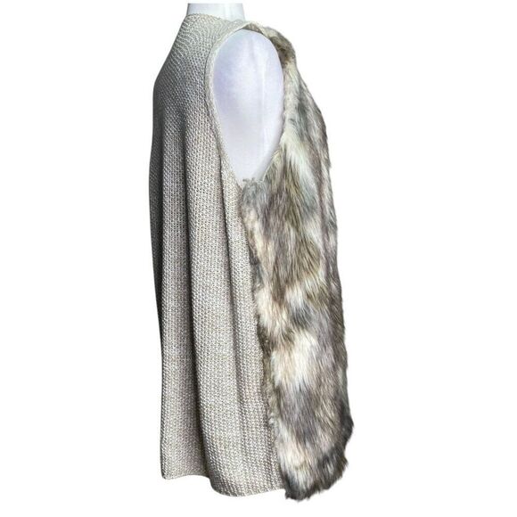 Almost Famous Faux Fur Vest Knitted Back Size XL - Picture 2 of 7